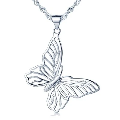 Abbildung von Yumilok Damen Halskette mit Schmetterling Anhänger Kinder Kette 925 Sterling Silber Geschenk für Mädchen Weihanchten