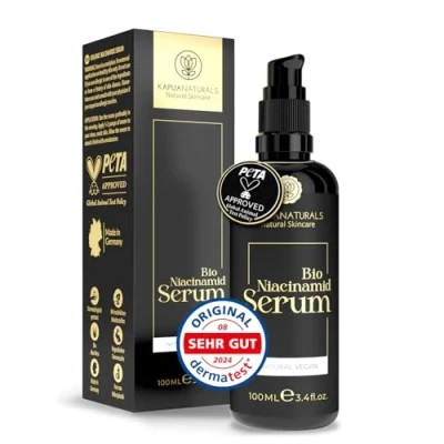 Abbildung von BIO Niacinamide Serum hochdosiert 100ml 10% + 1% Zink Verkleinert Poren ✓ verringert Flecken ebenes Hautbild gegen Pickel, Entzündungen &amp; Rötungen Naturkosmetik Made in Germany