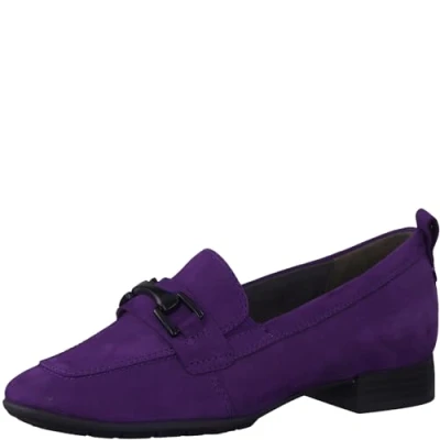 Abbildung von Tamaris Comfort Damen Loafer ohne Absatz aus Leder Business Slippers Fit, Violett (Purple Nubuk), 37 EU