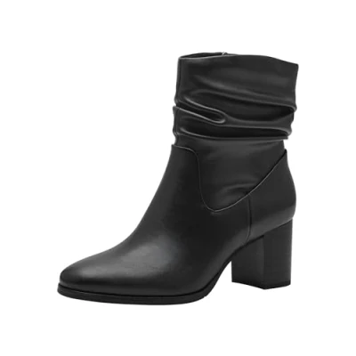 Abbildung von MARCO TOZZI Damen Stiefeletten mit Absatz Vegan Reißverschluss, Schwarz (Black), 38 EU