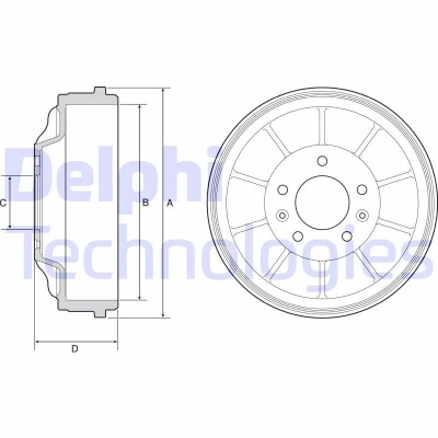 Abbildung von DELPHI BF562 Bremstrommel ohne ABS Sensorring, Radlager, Lager 298