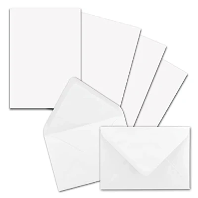Abbildung von 25x Briefpapier Sets DIN A5 mit C6 Briefumschlägen, Nassklebung Hochweiß (Weiß) mattes Schreibpapier Kuverts FarbenFroh by GUSTAV NEUSER