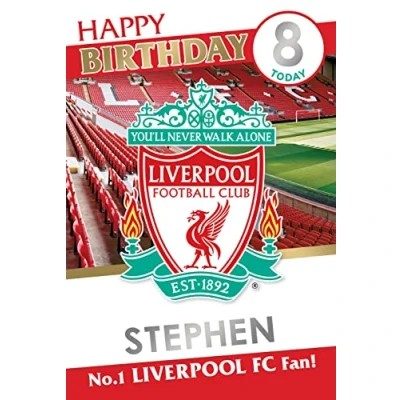 Abbildung von Danilo Personalisierbare Geburtstagskarte mit Namen und Alter von Liverpool The Reds