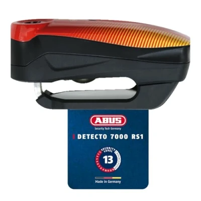 Abbildung von ABUS Bremsscheibenschloss Detecto 7000 RS1 Motorradschloss mit Alarm sonic red