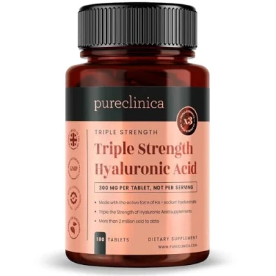 Abbildung von Hyaluronsäure 300 mg x 180 Tabletten (Vorrat für 3 Monate). in dreifacher Stärke. 300% stärker als jede andere HLA Tablette