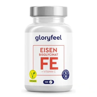 Abbildung von Eisen mit natürlichem Vitamin C (40mg) Eisenbisglycinat + Acerola (Vitamin C) Vegane Eisentabletten Chelat Form extrem bioverfügbar 3 Monats Packung Gut verträglich &amp; laborgeprüft