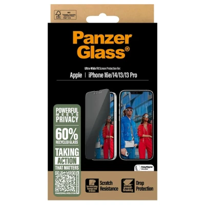 Abbildung von Apple iPhone 13 Panzerglas PanzerGlass Privacy Ultra Wide Fit Anti Bacterial Screenprotector incl. applicator Antibakterieller