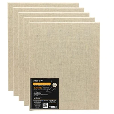 Abbildung von EXERZ 30 x 40 cm Leinwand mit Leinenrahmen, 5 Stück vorgespannte Leinwand, ca. A3 320 g/m²/dreifach grundiert/säurefrei/mittlere Körnung/ungebleichtes reines Leinen Öl und Acrylmalerei