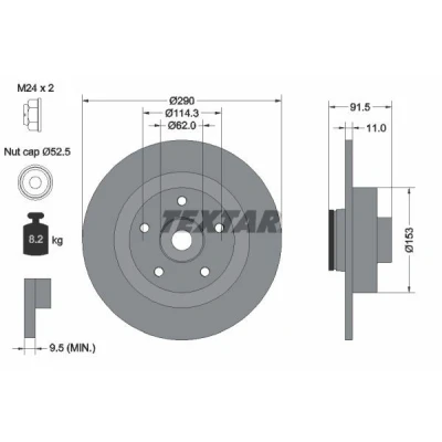 Abbildung von TEXTAR 92317603 Bremsscheibe 290 11 05/05 114,3 voll beschichtet mit ABS Sensorring, Radlager, Radnabe RENAULT: Espace 5