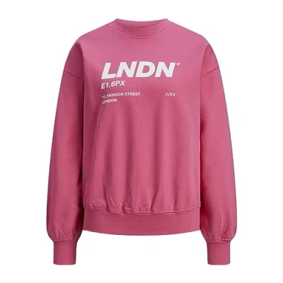 Abbildung von Jack &amp; Jones Sweatshirt Damen, Carmine Rose/Print:Bright White Lndn Print, S