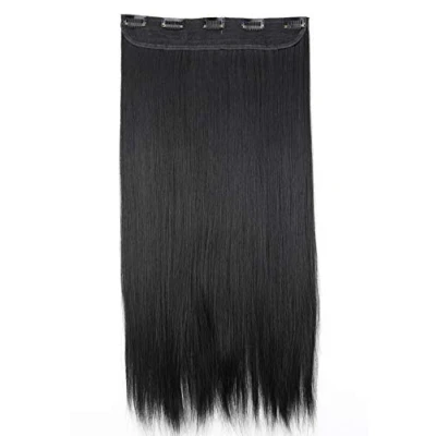 Abbildung von CAISHA 70cm Clip In Extensions Lara Haarverlängerung Haarteil Glatt Schwarz C51a