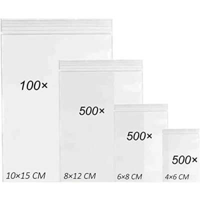 Abbildung von ASelected 1600 Stück Druckverschlussbeutel Set Gleitverschlussbeutel 120 mµ Zip Lock Bags Plastik Beutel Tüten Verschlussbeutel Polybeutel mit 4 Größen von Anstore