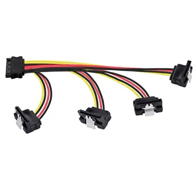Abbildung von POPPSTAR SATA Stromkabel Adapter (vierfach 14 25cm) (Sata Kabel Stromadapter 1x Stecker (m) auf 4x Buchse (w) gewinkelt)