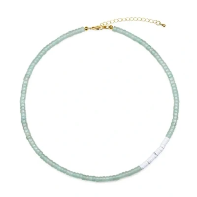 Abbildung von COAI Geschenkideen Damen 18k Vergoldete Kette Heishi Boho Halskette aus Grünem Aventurin und Howlith