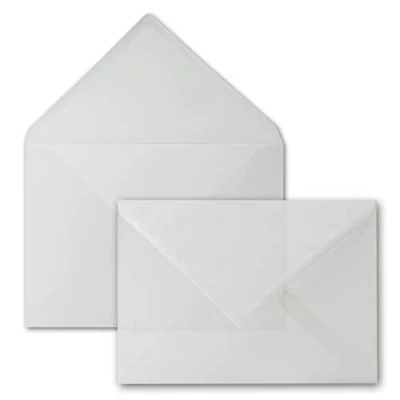 Abbildung von 50x Briefumschläge DIN C5 162 x 229 mm transparent Weiß Nassklebung Premium Qualität 92 g/m² 16,2 22,9 cm durchsichtige Kuverts GUSTAV NEUSER