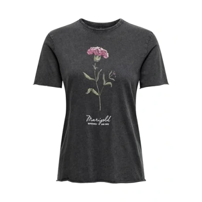 Abbildung von ONLY Damen Bedrucktes T Shirt Kurzarm Basic Rundhals Top mit Schrift Printed Shortsleeve ONLLUCY, Farben:Pink, Größe:XL