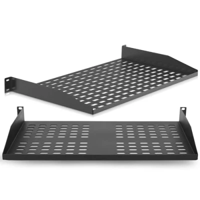 Abbildung von Pyle 2er Set 1U Netzwerkschrank 19 Zoll, Fachboden Zoll Rack Boden, Belüftete Patchpanel und Netzwerkgeräte Ablage, Server Schrank Regal, PC Halterung unter Schreibtisch, Serverschrank, wall shelf