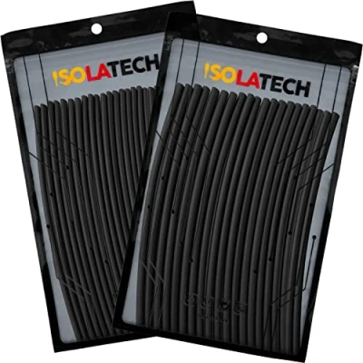 Abbildung von ISOLATECH Schrumpfschlauch Set Bündel 2:1 ohne Kleber unbeschriftet Schwarz Ø 2mm 5,0 Meter in 25Stk x 20cm und 3mm 4,0 20Stk