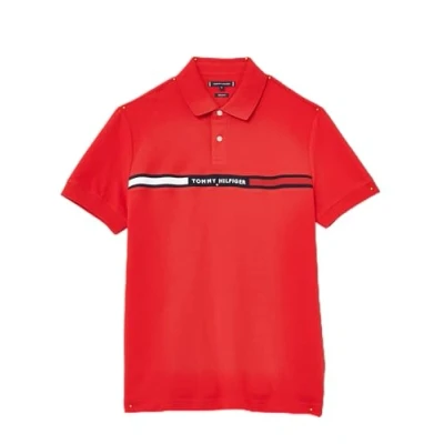 Abbildung von Tommy Hilfiger Chest Insert REG Polo Langarm T Shirt Herren, Rot (Primary Red), 3XL