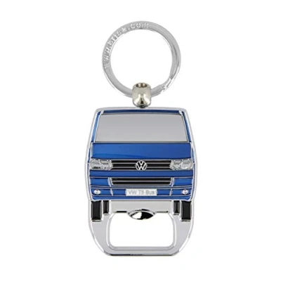 Abbildung von BRISA VW Collection Volkswagen Schlüssel Anhänger Ring Schlüsselbund Accessoire Keyholder mit Bier Flaschen Öffner im T5 Bulli Bus Design (Bus Front/Blau)