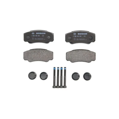 Abbildung von BOSCH 0 986 494 049 Bremsbelagsatz Low Metallic mit Montageanleitung, Anti Quietsch Blech, Schrauben PEUGEOT: Boxer Van, Minibus