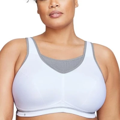 Abbildung von Glamorise Damen Hochleistungs Bustier Sport BH, Weiss/Grau,115F