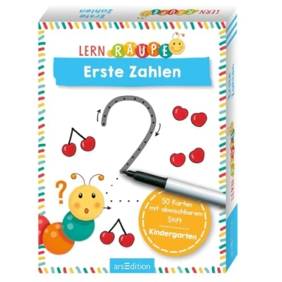 Abbildung von Lernraupe Erste Zahlen: 50 Karten mit abwischbarem Stift Übungsmaterial für den Kindergarten