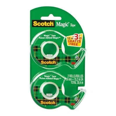 Abbildung von Scotch Magic Tape 2 Handabroller, 19 mm x 12 m + 3,2 GRATIS Unsichtbares Klebeband für allgemeine Zwecke zur Reparatur, Etikettierung und Versiegelung von Dokumenten