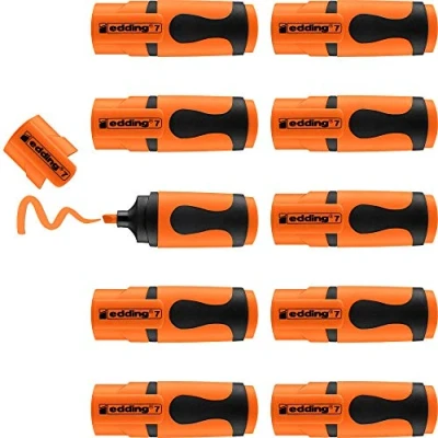 Abbildung von edding 7 Mini Textmarker neonorange 10 highlighter pens Keilspitze 1 3 mm klein in trendigen Farben für Bullet Journal, Schule, Uni oder Büro