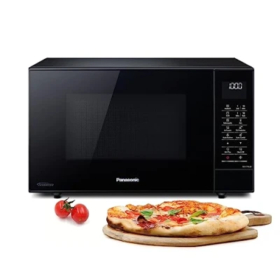 Abbildung von Panasonic NN CT56JBGPG, schlanker Kombi Mikrowellenherd mit Glasdrehteller, 27 l, 1000 W, 100220 C, Quarzgrill, Inverter Technologie, 29 automatische Programme, Turbo Abtauung, Timer, Schwarz