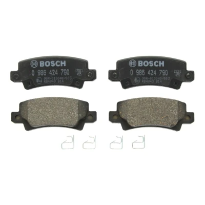 Abbildung von BOSCH 0 986 424 790 Bremsbelagsatz Low Metallic mit akustischer Verschleißwarnung Anti Quietsch Blech TOYOTA: Corolla IX Station Wagon