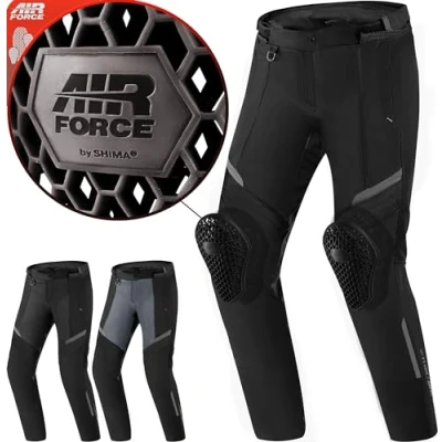 Abbildung von SHIMA RUSH Motorradhose Damen mit Protektoren Mesh AIRFORCE Knieprotektoren Sommer Motorrad Hosen Winter Wasserdicht Motorradkombi Motorradjacke Touren (Schwarz, Frauen, Textilehose, Größe S)