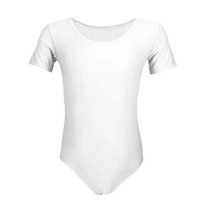 Abbildung von Aquarti Mädchen Kurzarm Ballettanzug Einfarbig, Farbe: Weiß, Größe: 134