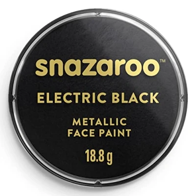 Abbildung von Snazaroo 1118110 Schminkfarbe Metall Schwarz, 18ml Topf hautfreundliche Gesichtschminke auf Wasserbasis, wasservermalbar, parabenfrei, Face &amp; Bodypaint Farbe für Kinder Erwachsene
