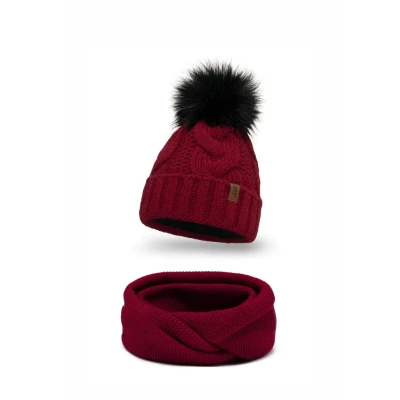 Abbildung von Vivisence 7014 Beanie AND LOOP Scarf SET Schlauchschal, Damen, Größe: One Size, Maroon