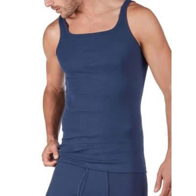 Abbildung von Huber Herren Achselshirt Unterhemd, Blau (Marine 0386), Large (Herstellergröße: L)