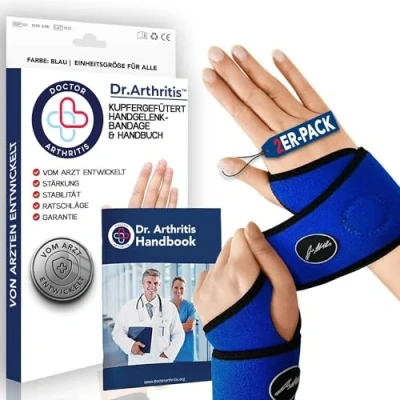 Abbildung von Dr. Arthritis Von Ärzten Entworfen, Leichte Handgelenk Bandage, Handgelenkstütze/Sehnenscheidenentzündung Bandage/Karpaltunnel Schiene, Handbandage Rechts/Links [Blau, Paar]