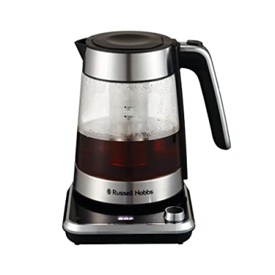 Abbildung von Russell Hobbs Wasserkocher Glas mit Temperatureinstellung &amp; Teesieb [40 100C] Attentiv Edelstahl (Digitale Touch Bedienfläche, 2400W, 1,7l, u.a. für Babynahrung etc., Warmhaltefunktion) 26200 70