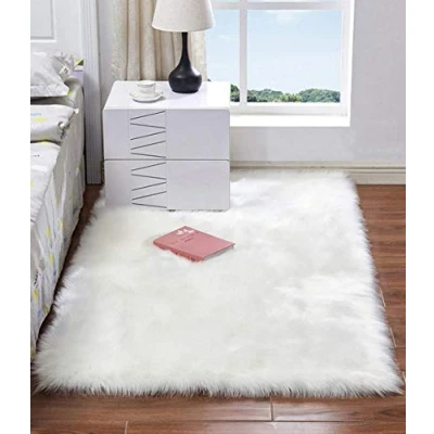 Abbildung von HARESLE Flauschig Teppich, Hochflor Teppich Langflor Weiche für Schlafzimmer Wohnzimmer Kinderzimmer（Weiß/60x90cm）