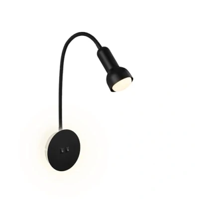 Abbildung von BRILONER Leselampe mit Backlight, Schwenkbare Wandleuchte Innen, LED Lampe 2 Schalter, Wandlampe Schwarz