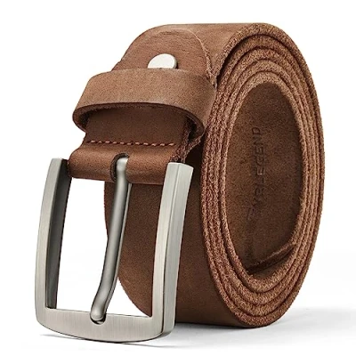 Abbildung von VRLEGEND Ledergürtel Herren Gürtel Leder Vollledergürtel Herrengürtel Jeans Echtleder 3.8cm Breit mit Geschenkbox (Braun, Gesamtlänge 105cm)