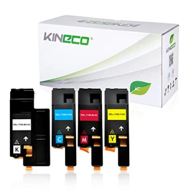 Abbildung von Kineco 4 Toner kompatibel mit Dell C1760nw, 1250c, C1765nfw, C1700 Series, 1350cnw, 1355cnw Schwarz 2.000 Seiten, Color je 1.400 Seiten