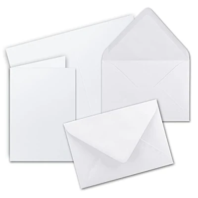 Abbildung von 20x Faltkarten Set mit Briefumschlägen DIN A6 / C6 Hochweiß (Weiß) 14,8 x 10,5 cm (105 148) Doppelkarten Serie FarbenFroh