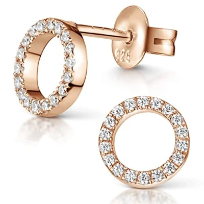 Abbildung von Materia Damen Ohrstecker Rosegold Zirkonia Ohrringe Silber 925 SO 439 Rose