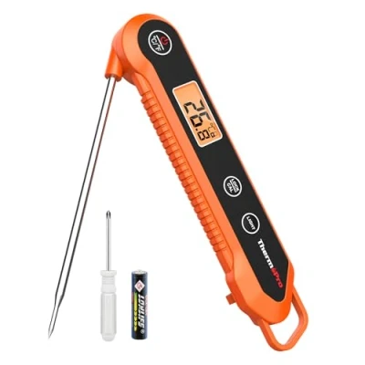 Abbildung von ThermoPro TP03H IPX6 Wasserdicht Fleischthermometer 0.5C Präzise Grillthermometer 3s Schnelle Reaktion Faltbares Küchenthermometer für BBQ, Braten, Grill und Getränken