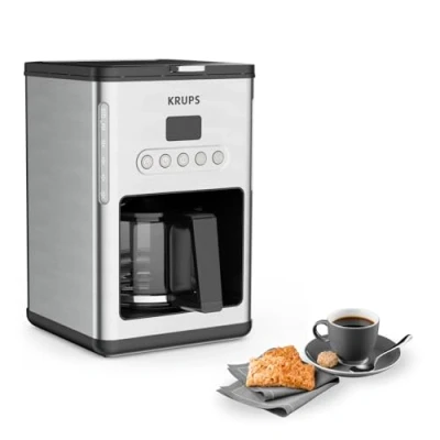 Abbildung von Krups KM442D Premium Filter Kaffeemaschine 10 15 Tassen 1,000 Watt programmierbar Warmhaltefunktion edelstahl schwarz