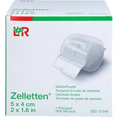 Abbildung von Zelletten Tupfer 4x5 cm unsteril Rolle