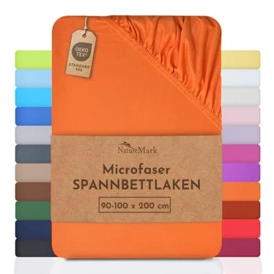 Abbildung von NatureMark Mikrofaser SPANNBETTLAKEN zum Sparpreis! viele Größen und Farben Markenware (90x200 100x200 cm, terrakotta)