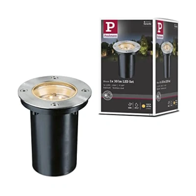 Abbildung von Paulmann 93788 Bodeneinbauleuchten Set Special Line Einbaustrahler 230V LED Spot Warmweiß Edelstahl 1er 1x1,2W inkl. Leuchtmittel Außen, Silber