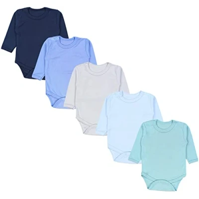 Abbildung von TupTam Jungen Baby Body Langarm Unifarben 5er Pack, Farbe: Dunkelblau Blau Grün, Größe: 104